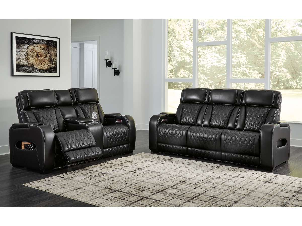 Boyington Triple Power Leather Reclining Sofa and Loveseat Set