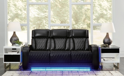 Boyington Power Reclining Sofa, Black, rollover