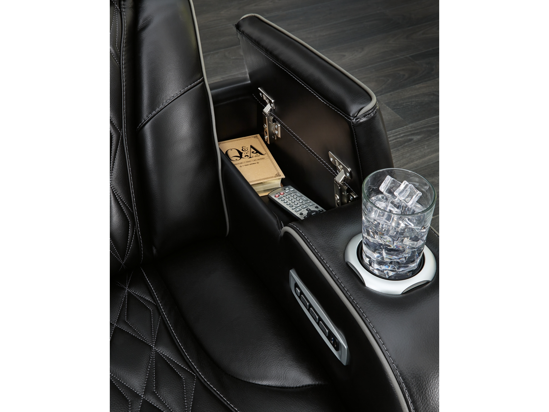 Image 2 of Boyington Dual Power Leather Recliner black