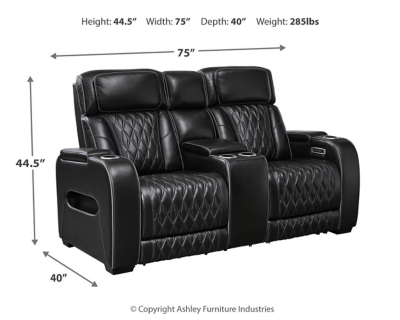 Boyington Power Reclining Loveseat with Console, Black, large