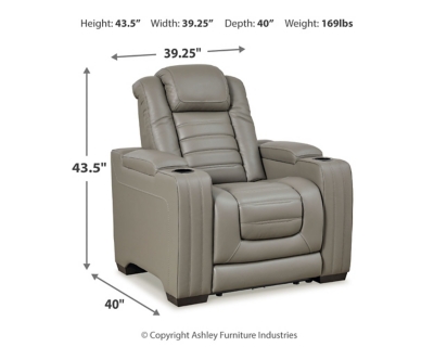 Backtrack Power Recliner, Gray, large