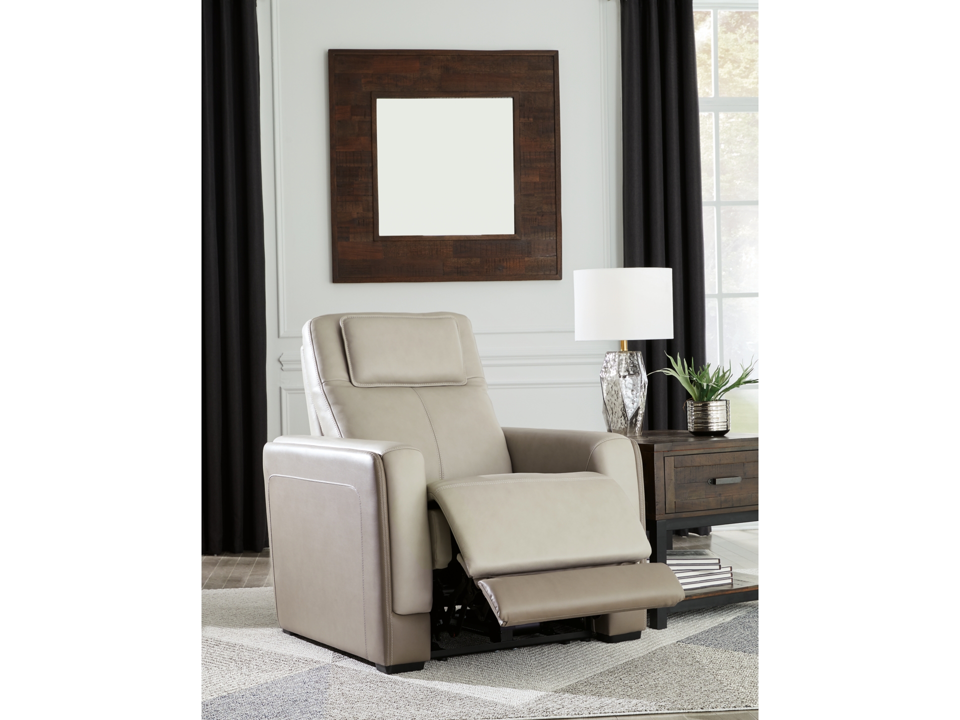 Image 6 of Battleville Dual Power Leather Reclining Sofa-loveseat -chair Almond 