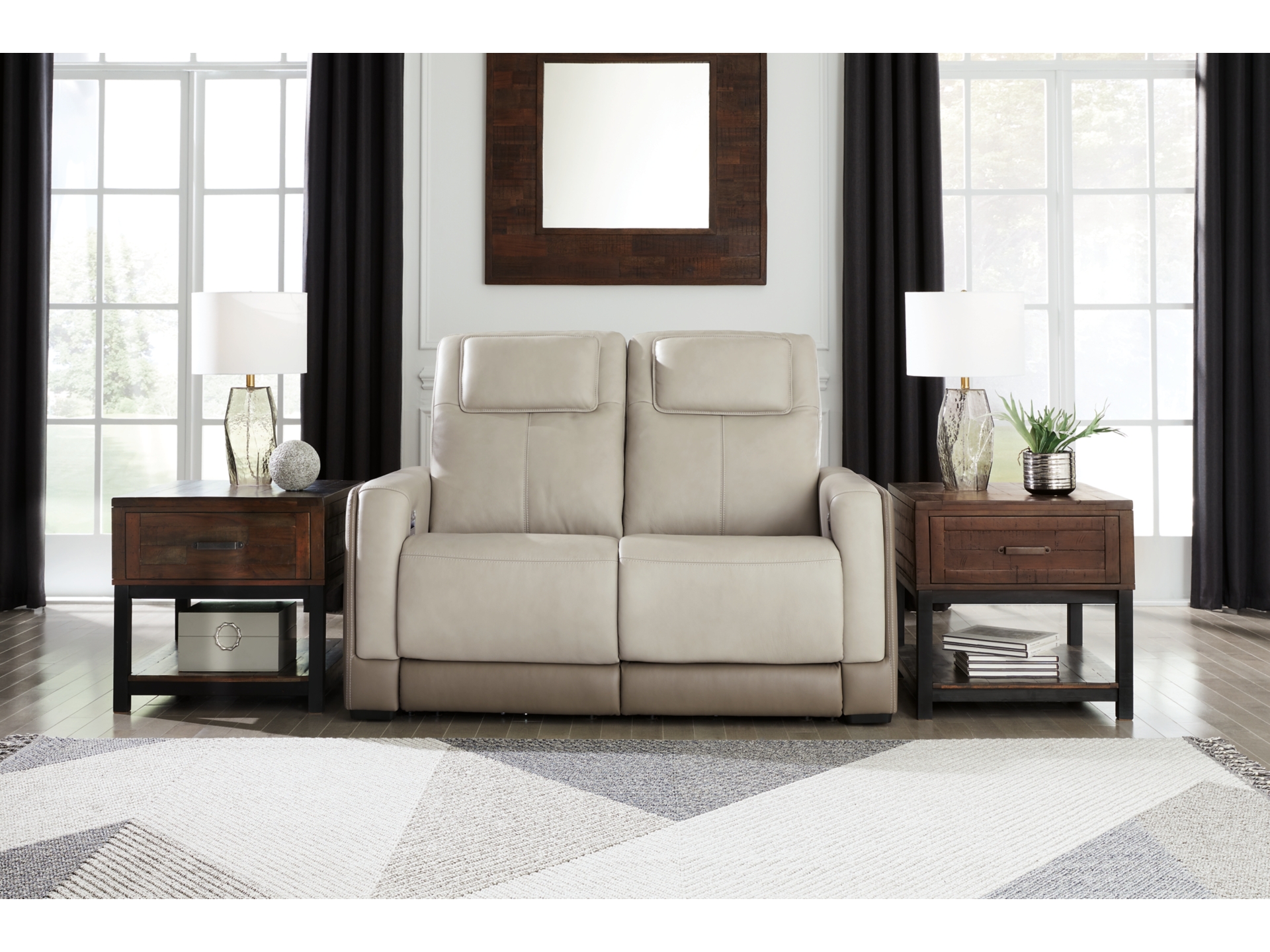 Image 5 of Battleville Dual Power Leather Reclining Sofa-loveseat -chair Almond 