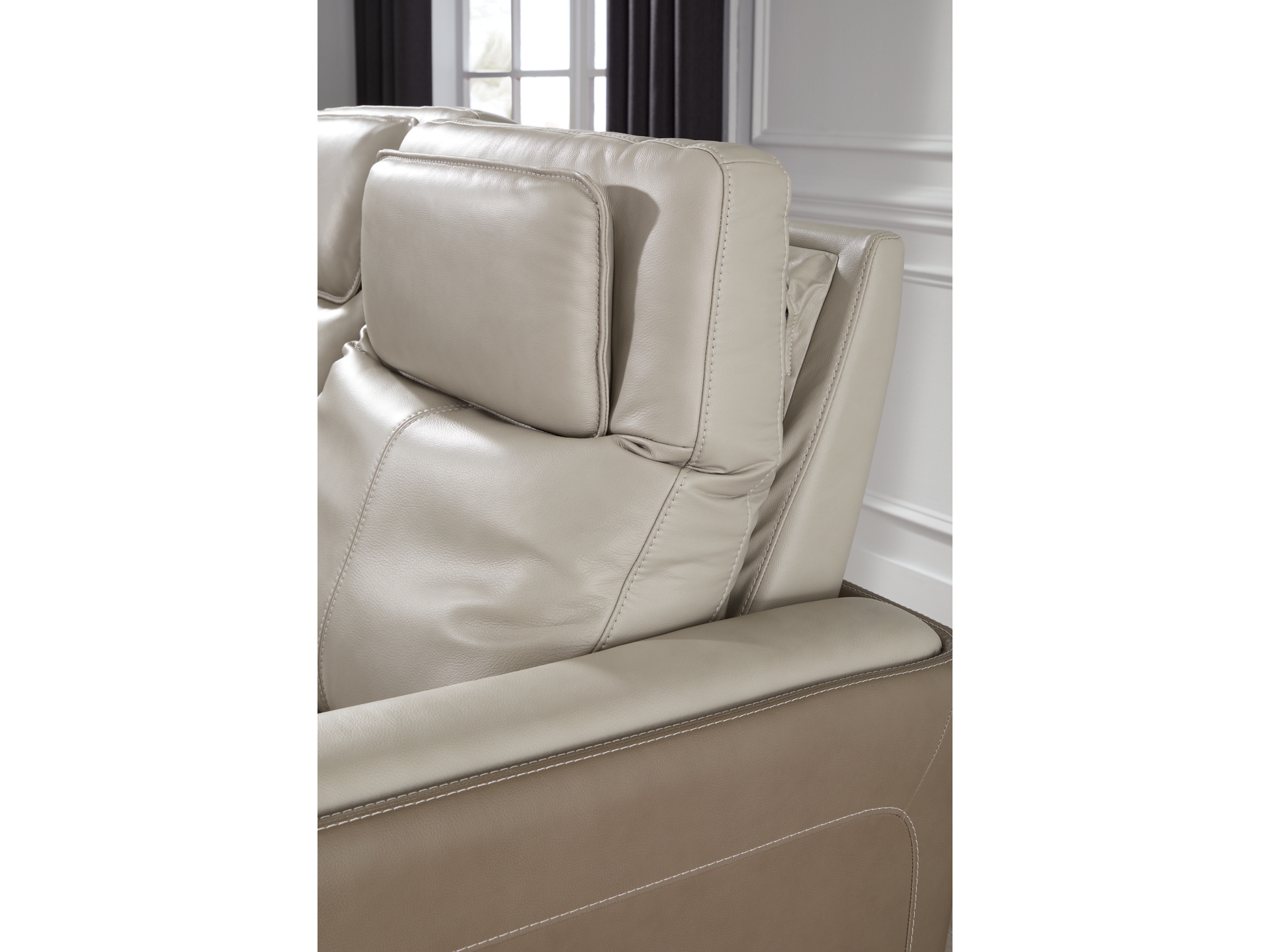 Image 1 of Battleville Dual Power Leather Reclining Sofa-loveseat -chair Almond 