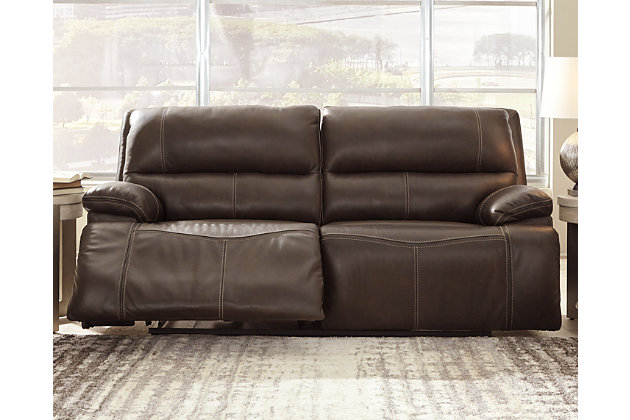 Ricmen Dual Power Reclining Sofa, Large Leather Recliner Sofa