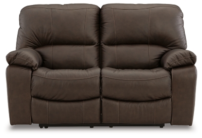 Leesworth Power Reclining Loveseat, Dark Brown, large