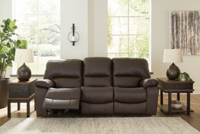 Leesworth Power Reclining Sofa, Dark Brown, rollover