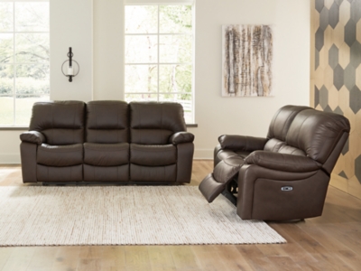 Leesworth Sofa and Loveseat, Dark Brown, rollover