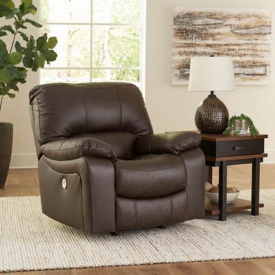 Leesworth Power Recliner, Dark Brown, rollover