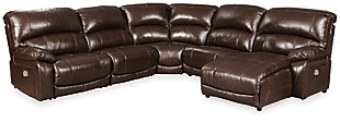 Hallstrung 5-Piece Power Reclining Sectional with Chaise, Chocolate, large