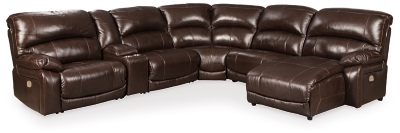 Hallstrung 6-Piece Power Reclining Sectional with Chaise, Chocolate, large