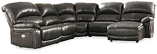 Hallstrung 5-Piece Power Reclining Sectional with Chaise, Gray, large