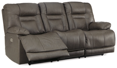 Wurstrow Power Reclining Sofa, Smoke, large