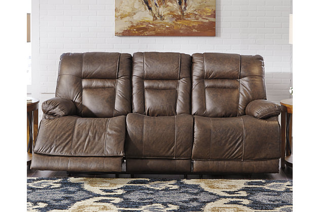 Wurstrow Triple Power Reclining Sofa, Real Leather Reclining Sofa