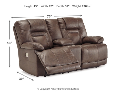 Wurstrow Power Reclining Loveseat, Umber, large