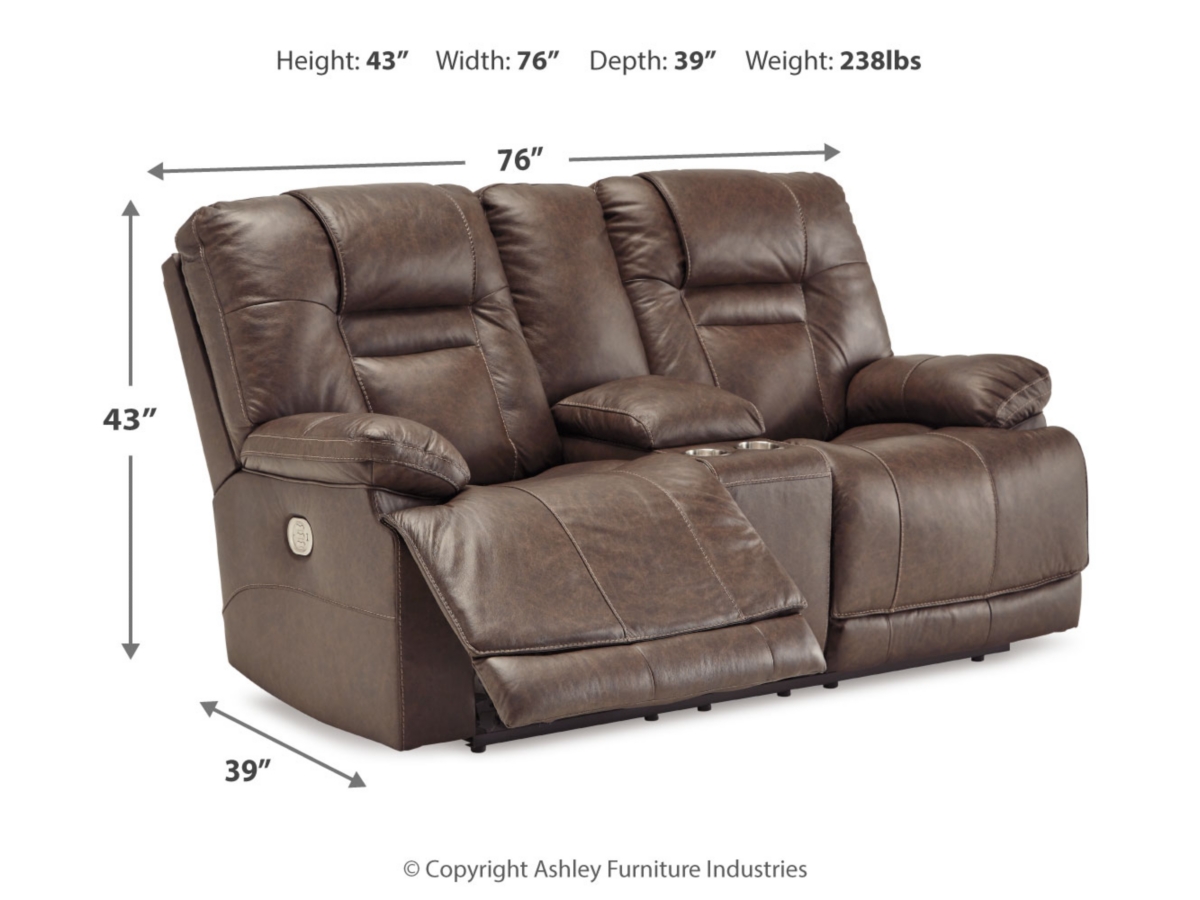 Wurstrow Triple Power Leather Reclining Loveseat with Console