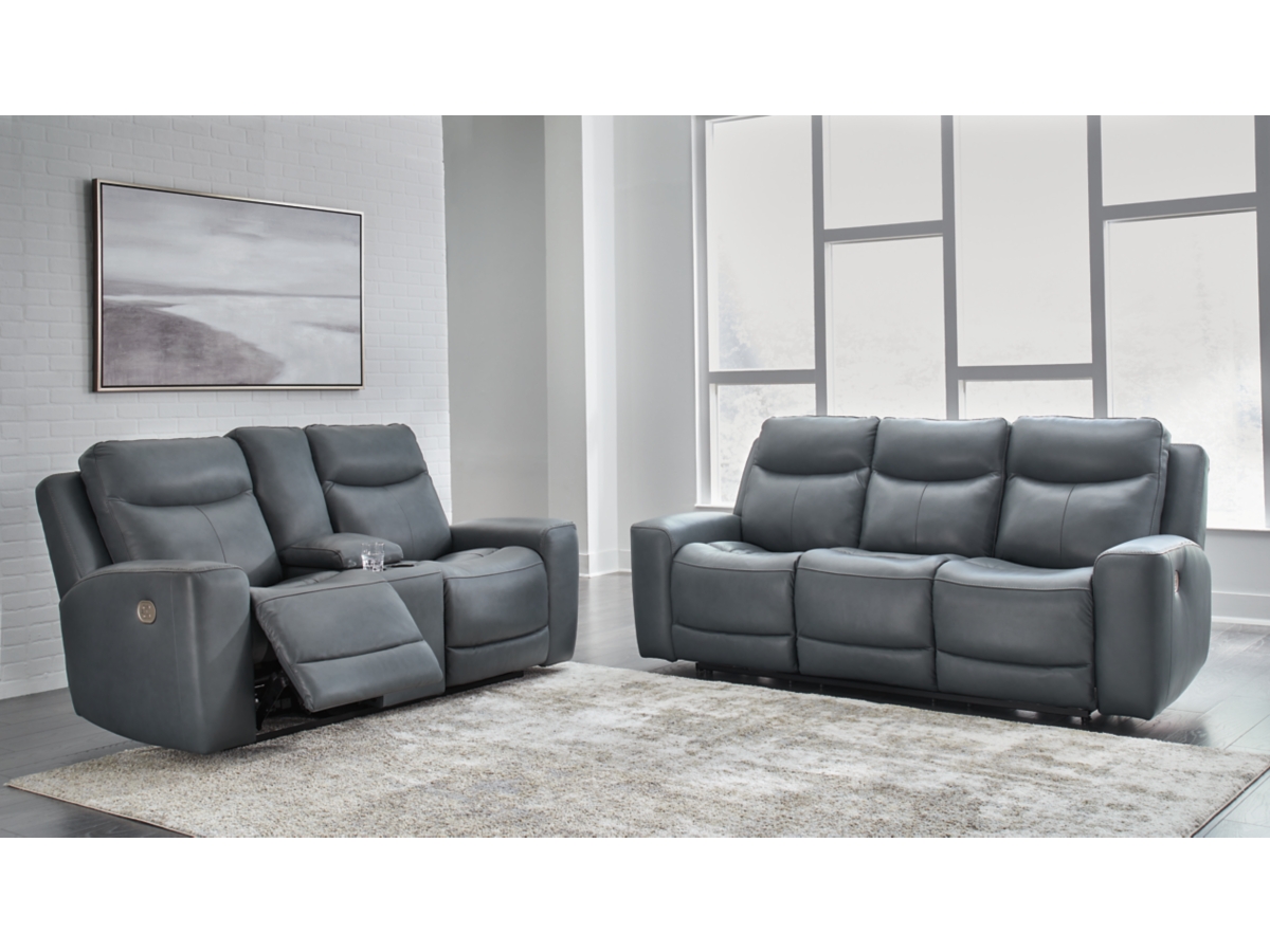 【SALE】EXILE NAOTO #6771 Mindanao Dual Power Leather Reclining Sofa and Loveseat | Ashley