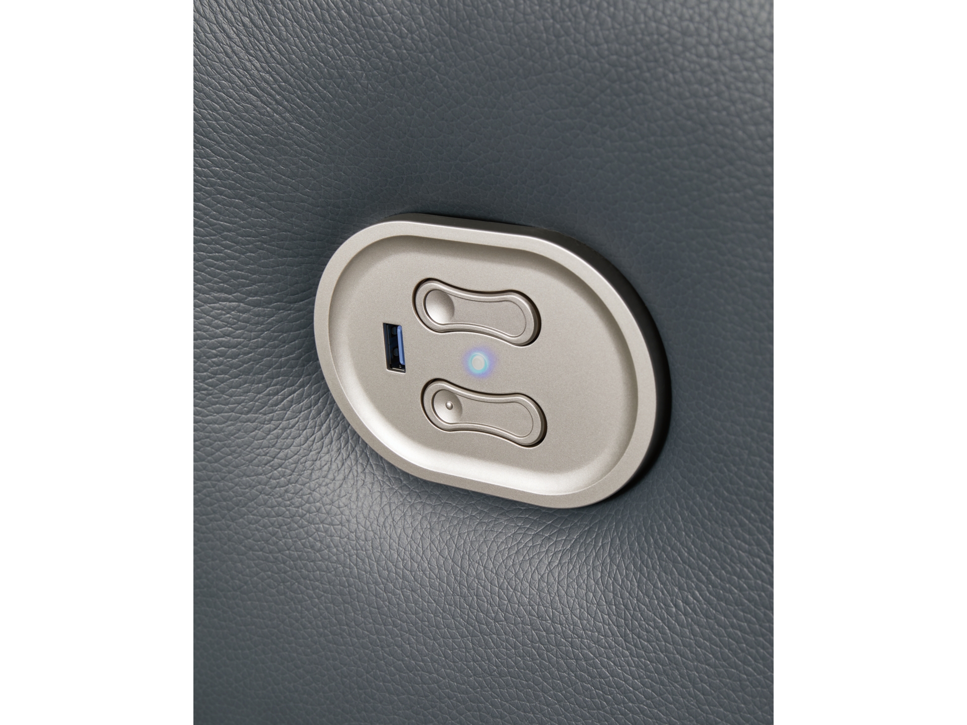 Image 3 of Mindanao Dual Power Leather Reclining Sofa and Loveseat  Steel 
