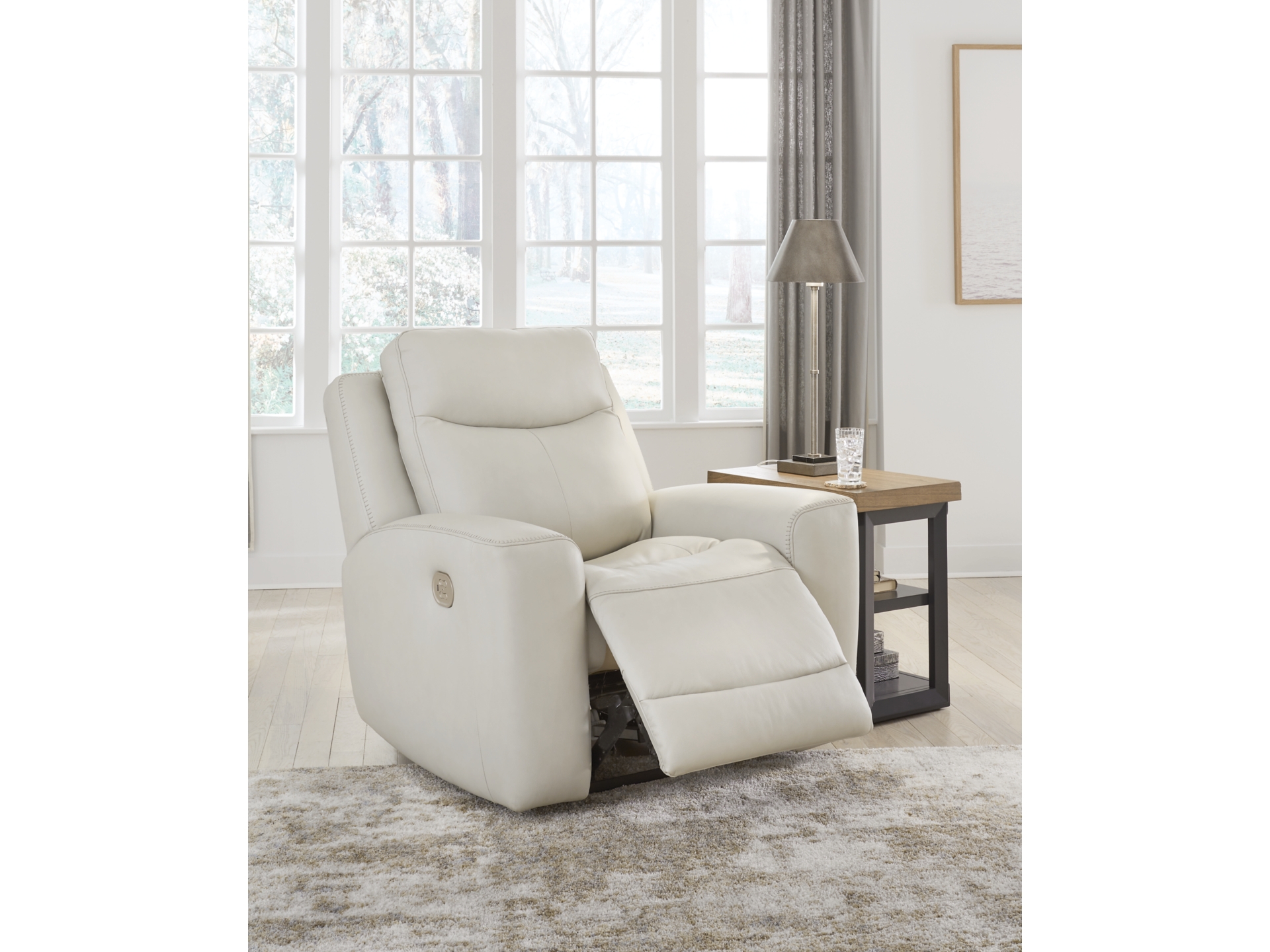 Mindanao Dual Power Leather Recliner Coconut 