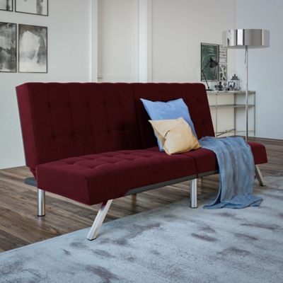 Elvia Convertible Futon, Burgundy, rollover