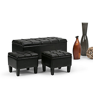 Ottoman Ottoman with Seating (Set of 3), Midnight Black, rollover