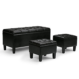 Ottoman Ottoman with Seating (Set of 3), Midnight Black, large