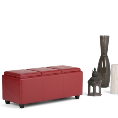 Ottoman Storage Ottoman with Trays, Crimson, large