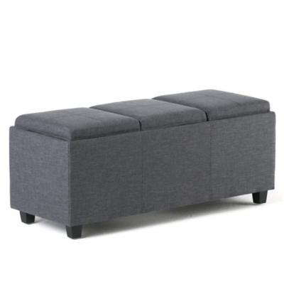 Ottoman Storage Ottoman with Trays, Slate Gray, large