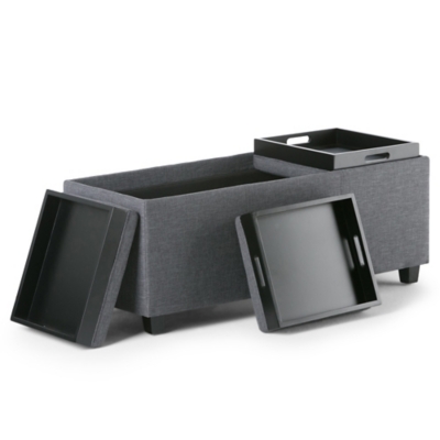 Ottoman Storage Ottoman with Trays, Slate Gray, large