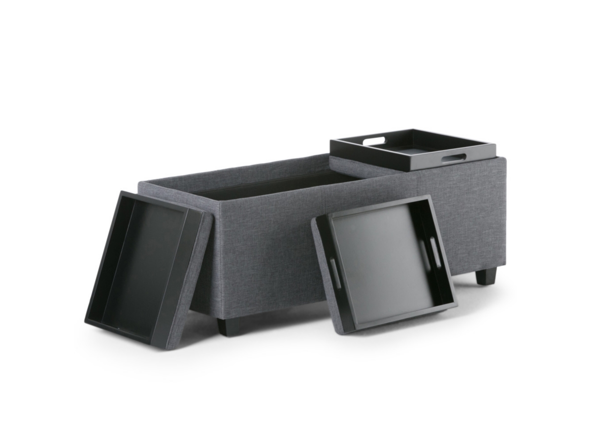 Ottoman Storage Ottoman with Trays, Slate Gray, large