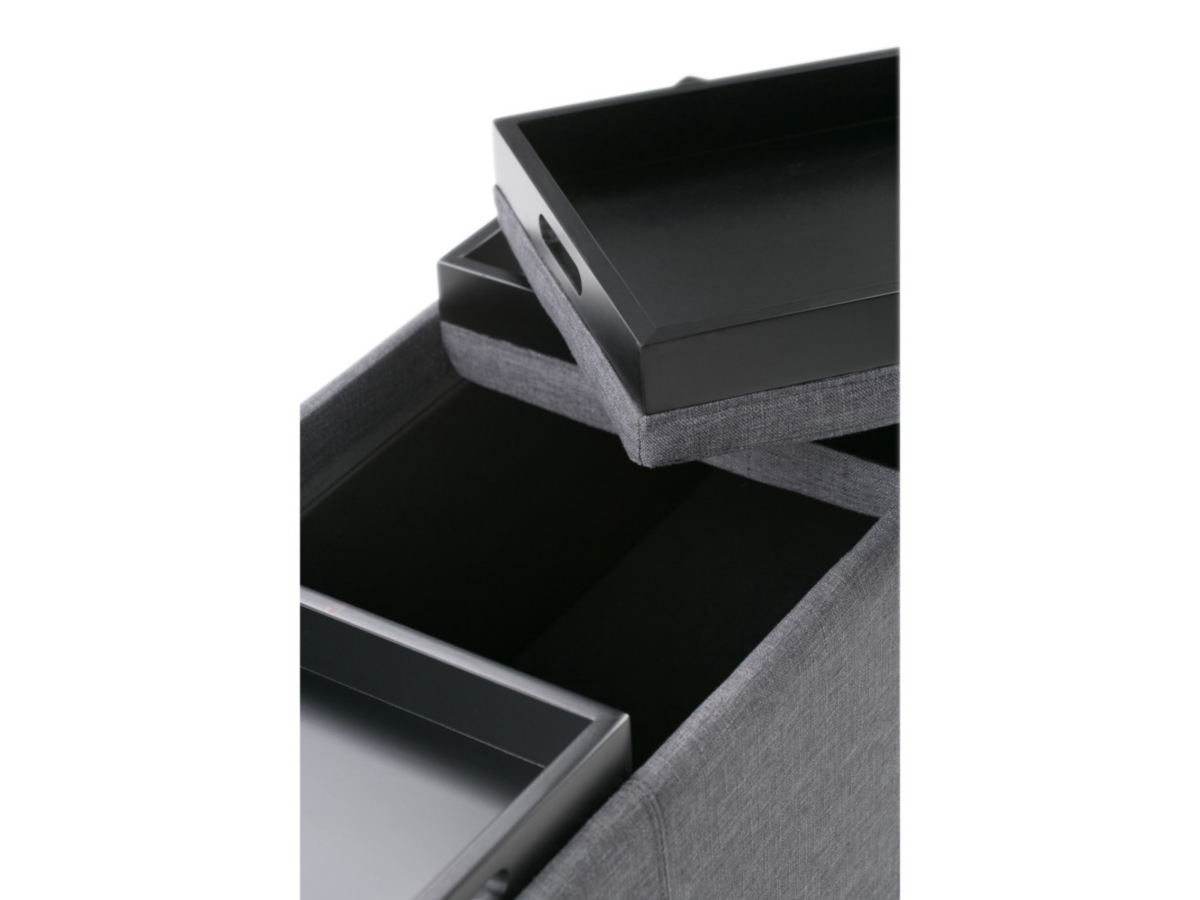 Ottoman Storage Ottoman with Trays, Slate Gray, large