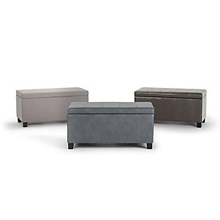 Why sacrifice function for beauty. When you are looking for a tasteful, well-made storage solution and extra seating, look no further than this storage ottoman bench. Covered in faux linen upholstery, it’s extra strong and sturdy with an expertly stitched exterior and a large storage interior. Whether you are using it as an eating surface, a storage unit or just to put your feet up, this ottoman is a pretty and practical piece of furniture.Made of wood | Polyester upholstery with stitching details | Easy assembly required, simply attach feet
