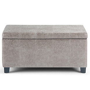 Why sacrifice function for beauty. When you are looking for a tasteful, well-made storage solution and extra seating, look no further than this storage ottoman bench. Made from durable faux leather, it’s extra strong and sturdy with an expertly stitched exterior and a large storage interior. Whether you are using it as an eating surface, a storage unit or just to put your feet up, this ottoman is a pretty and practical piece of furniture.Made of wood | Faux leather upholstery with stitching details | Easy assembly required, simply attach feet