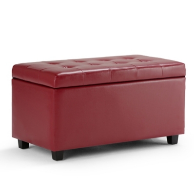 Ottoman Wide Storage Ottoman, Red, large