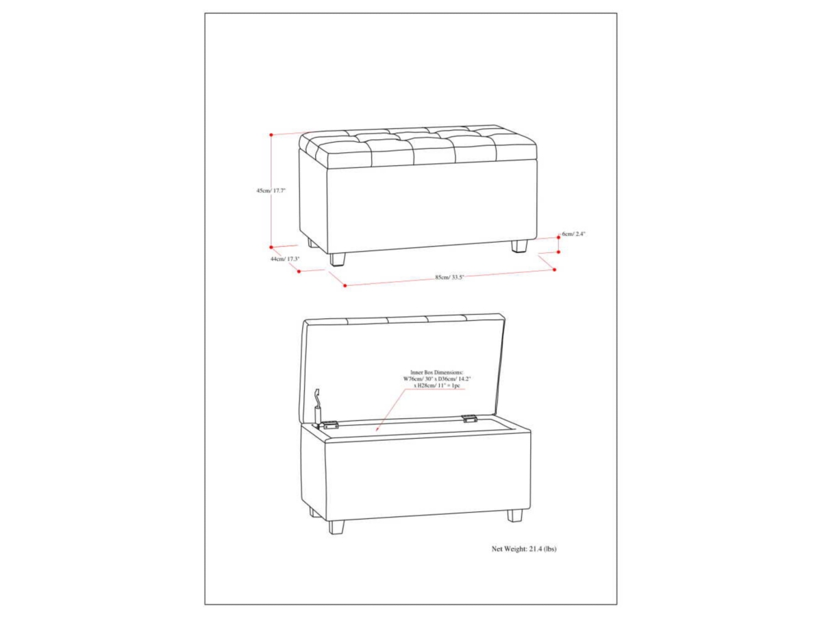 Ottoman Wide Storage Ottoman, Stone Gray, large