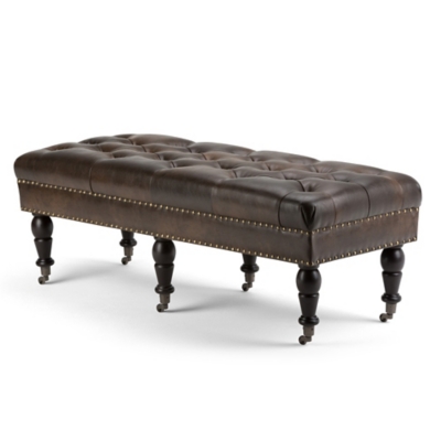 Ottoman Traditional Ottoman Bench, Distressed Brown, large