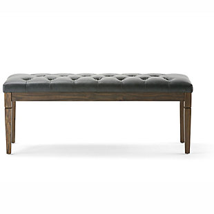 Why sacrifice function for beauty. When you are looking for extra seating, look no further than this ottoman bench. Covered in faux leather upholstery, it’s extra strong and sturdy with a cushioned seat and solid wood legs. Whether you are using it in your entryway, living room or bedroom, this bench is a pretty and practical piece of furniture.Made of wood and engineered wood | Faux leather upholstery | Solid wood frame and legs | Assembly required