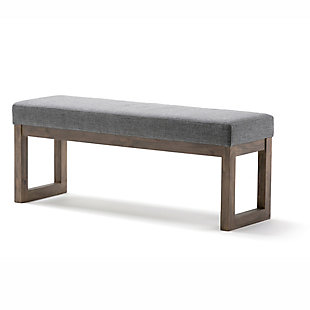 Why sacrifice function for beauty. When you are looking for extra seating, look no further than this ottoman bench. Covered in faux linen upholstery, it’s extra strong and sturdy with a cushioned seat and solid wood legs. Whether you are using it in your entryway, living room or bedroom, this bench is a pretty and practical piece of furniture.Made of wood and engineered wood | Polyester upholstery | Solid wood frame and legs | Assembly required