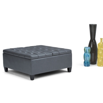 Harrison Square Coffee Table Ottoman with Storage, Stone Gray