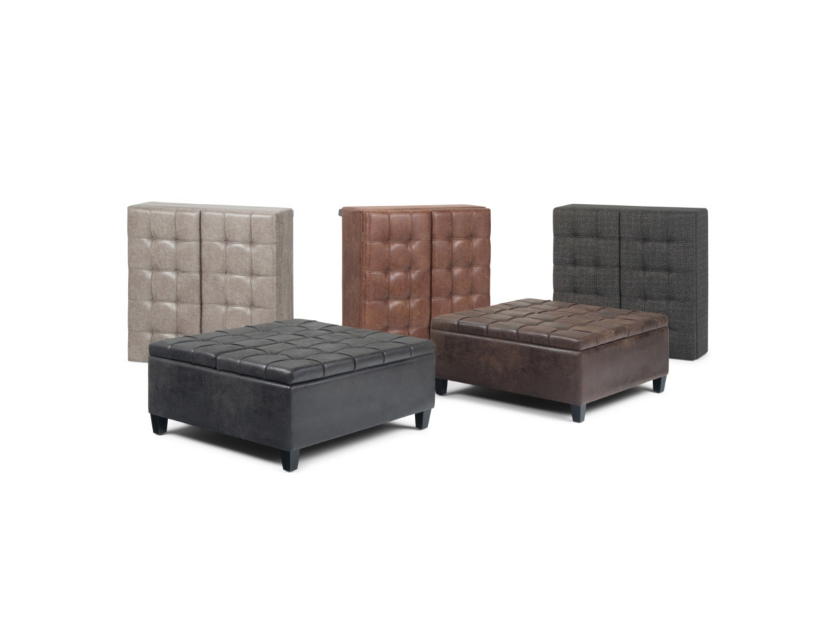 Simpli Home Harrison Coffee Table Storage Ottoman, Black, image size:1200x900