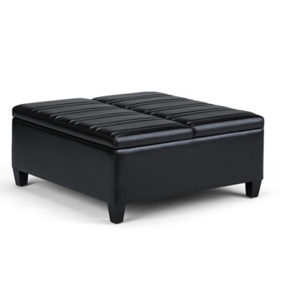 Ottoman Coffee Table Storage Ottoman, Midnight Black, large