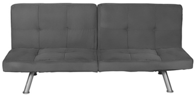 Built with a strong wood frame, this futon is upholstered in rich microfiber and features memory foam cushions with tufted detailing for the perfect combination of contemporary style, durability and comfort. This futon allows you to lounge in style and comfort by easily converting between three positions: sitting, lounging and sleeping. With a simple push or pull, you can change the futon to the desired position. Blending into any decor aesthetic, it's the ideal addition to your living room, office or guest bedroom.Sturdy wood frame | Gray micro-suede upholstery | Memory foam cushions | Holds up to 400 pounds | Black plastic legs | Assembly required