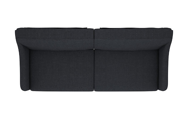 Offering style, comfort and functionality, this futon is the optimal solution to small space living. The sublime minimalistic design is showcased through natural linen upholstery, gracefully wing-shaped armrests and tapered wood legs for added warmth. The thick encased coil and foam cushions provide supreme comfort for long hours of relaxation. Designed to accommodate multiple positions, this futon easily coverts from a lounger to sleeper, so you can enjoy this masterpiece anytime day or night.Sturdy wood frame | Navy blue linen upholstery | Foam cushions with ultra-supportive, pocketed coils | Rounded wood legs | Holds up to 600 pounds | Assembly required