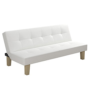 Atwater Living Abella Futon, White Faux Leather, , large