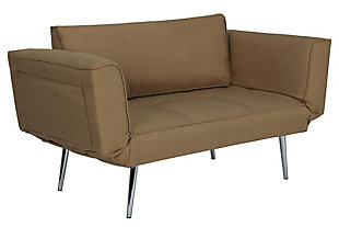 DHP Euro Upholstered Futon with Magazine Storage, Tan, large