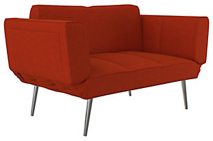 DHP Euro Upholstered Futon with Magazine Storage, Orange, large
