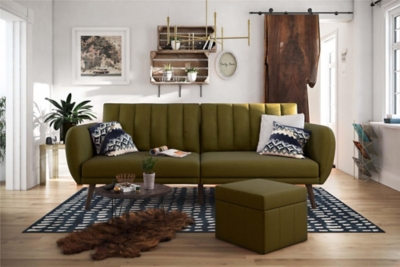 Novogratz Brittany Linen Futon, Green, rollover