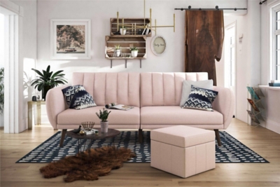 Novogratz Brittany Linen Futon, Pink, large