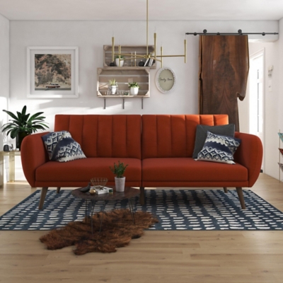 Orange store leather futon