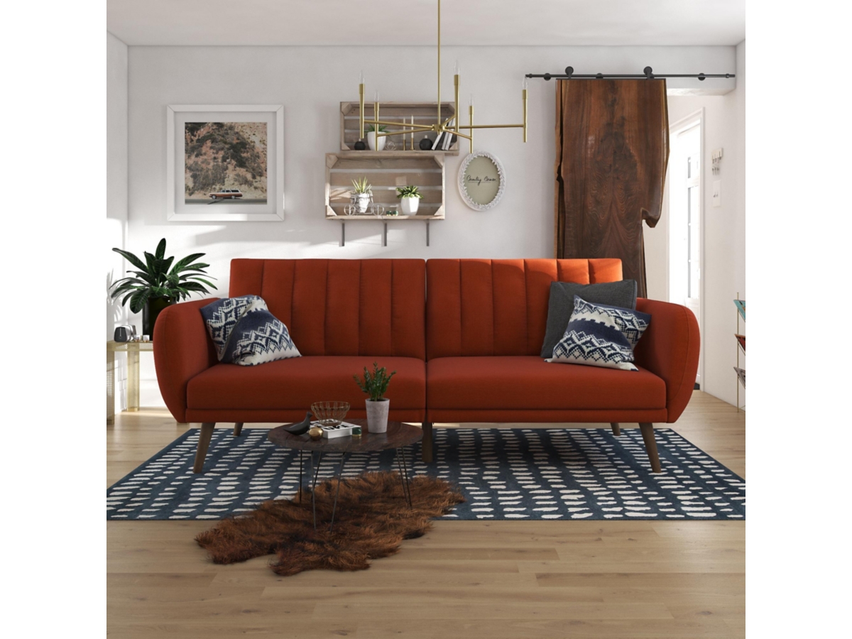 Orange futon couch discount